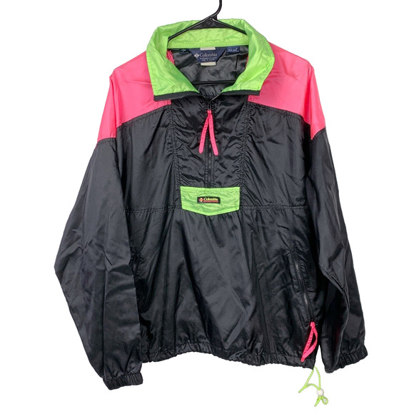 Columbia Other - Vintage 80s 90s Columbia Radial Sleeve Black Neon Pullover Windbreaker Large XL